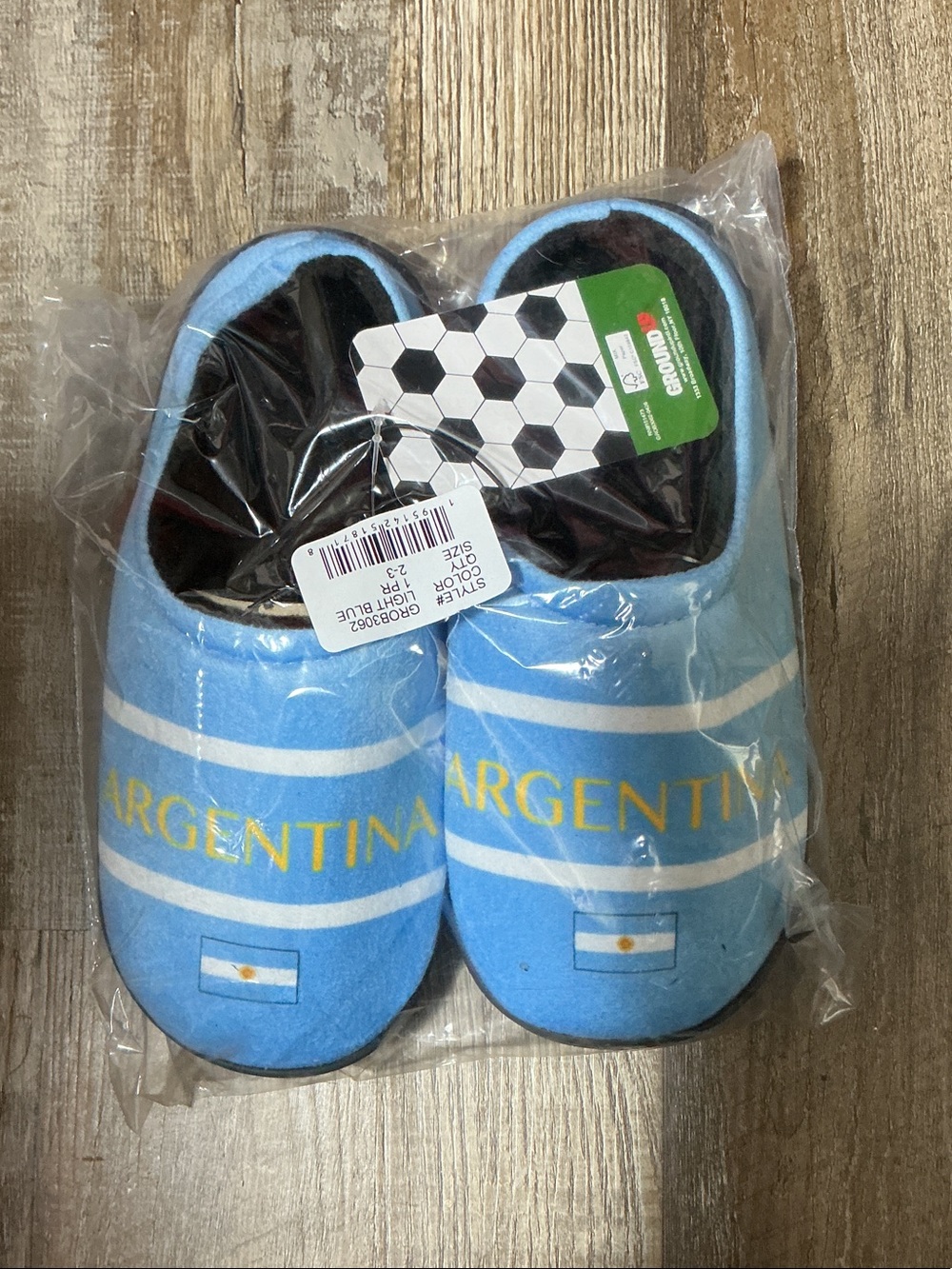 Argentina Kids Blue Slip-On Slippers with Flag Detail